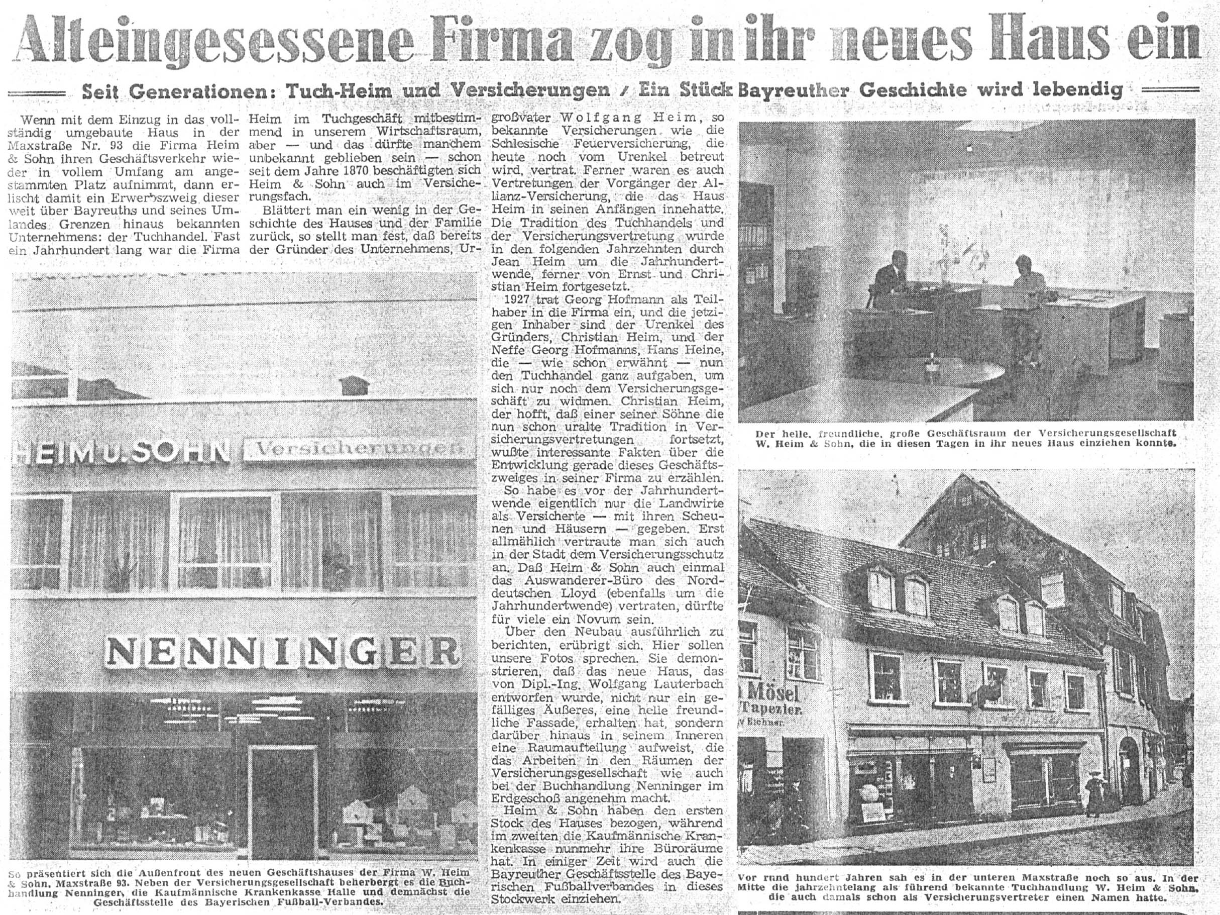 Zeitungsbericht Heim & Sohn